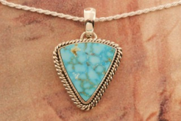 Artie Yellowhorse Genuine Kingman Turquoise Sterling Silver Pendant